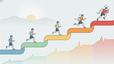 Ilustracja pięciu stref tętna biegacza z rosnącym wykresem tętna